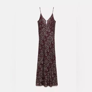 Zara Burgundy Floral Maxi Dress